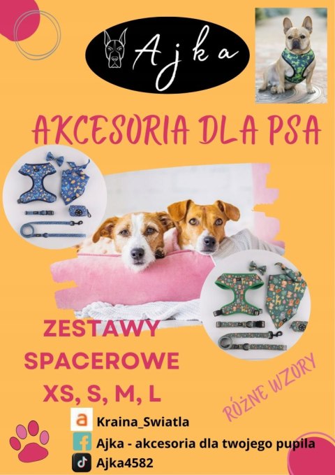 Komplet Zestaw spacerowy dla psa apaszka muszka bandana roz.L
