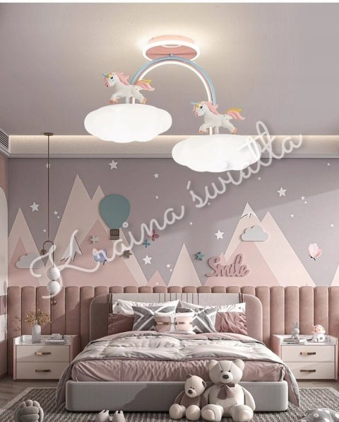 LAMPA SUFITOWA TĘCZA JEDNOROŻCE NA CHMURKACH LED