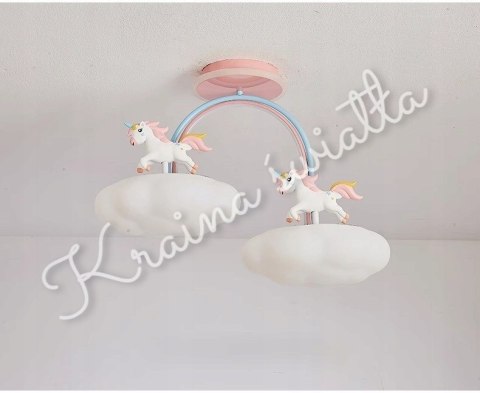 LAMPA SUFITOWA TĘCZA JEDNOROŻCE NA CHMURKACH LED