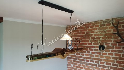 UNIKALNA LAMPA SUFITOWA WĘDKARZ RYBA RYBAK DREWNO DREWNIANA *Kraina światła