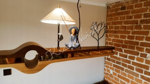 UNIKALNA LAMPA SUFITOWA WĘDKARZ RYBA RYBAK DREWNO DREWNIANA *Kraina światła