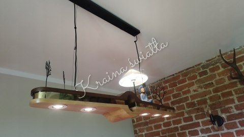 UNIKALNA LAMPA SUFITOWA WĘDKARZ RYBA RYBAK DREWNO DREWNIANA *Kraina światła