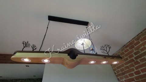 UNIKALNA LAMPA SUFITOWA WĘDKARZ RYBA RYBAK DREWNO DREWNIANA *Kraina światła