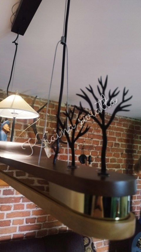 UNIKALNA LAMPA SUFITOWA WĘDKARZ RYBA RYBAK DREWNO DREWNIANA *Kraina światła