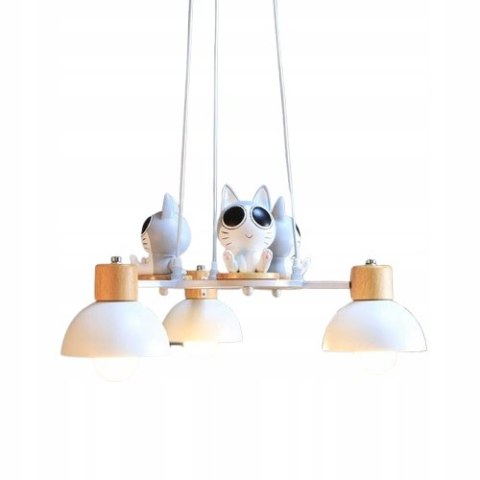 UROCZA LAMPA SUFITOWA KOTKI KOT KOTEK DREWNO POKÓJ DZIECKA