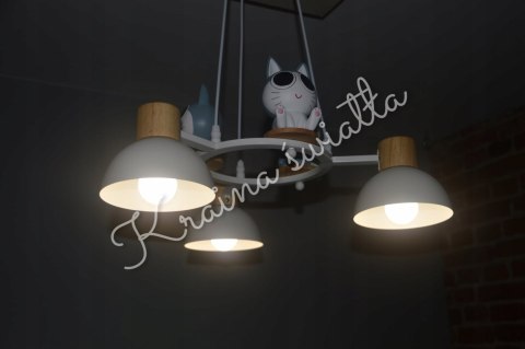 UROCZA LAMPA SUFITOWA KOTKI KOT KOTEK DREWNO POKÓJ DZIECKA