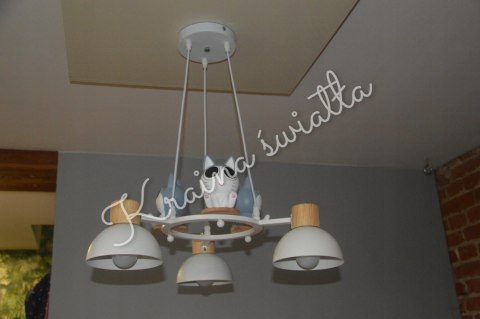 UROCZA LAMPA SUFITOWA KOTKI KOT KOTEK DREWNO POKÓJ DZIECKA