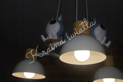 UROCZA LAMPA SUFITOWA KOTKI KOT KOTEK DREWNO POKÓJ DZIECKA