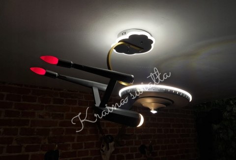 UROCZA LAMPA SUFITOWA STATEK KOSMICZNY STAR TREK POKÓJ DZIECKA LED + E14
