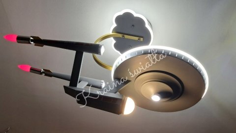UROCZA LAMPA SUFITOWA STATEK KOSMICZNY STAR TREK POKÓJ DZIECKA LED + E14