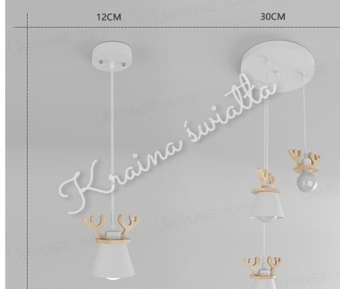 UROCZA LAMPA SUFITOWA WISZĄCA POROŻE JELEŃ JELONEK E27 **Kraina światła