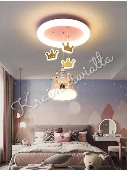 UROCZA LAMPA SUFITOWA ZAMEK CHMURKA KORONY KORONA POKÓJ DZIECKA LED