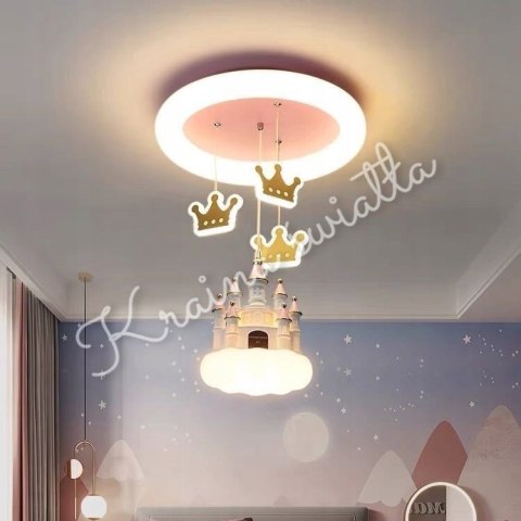 UROCZA LAMPA SUFITOWA ZAMEK CHMURKA KORONY KORONA POKÓJ DZIECKA LED