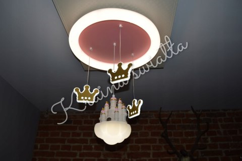 UROCZA LAMPA SUFITOWA ZAMEK CHMURKA KORONY KORONA POKÓJ DZIECKA LED
