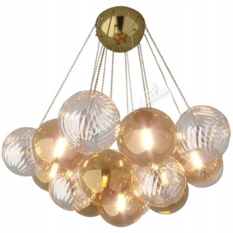 UROCZA LAMPA SZKLANE KULE 19SZTUK POKÓJ DZIECKA ZŁOTO RÓŻ
