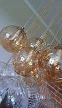 UROCZA LAMPA SZKLANE KULE 19SZTUK POKÓJ DZIECKA ZŁOTO RÓŻ
