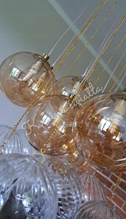 UROCZA LAMPA SZKLANE KULE 19SZTUK POKÓJ DZIECKA ZŁOTO RÓŻ