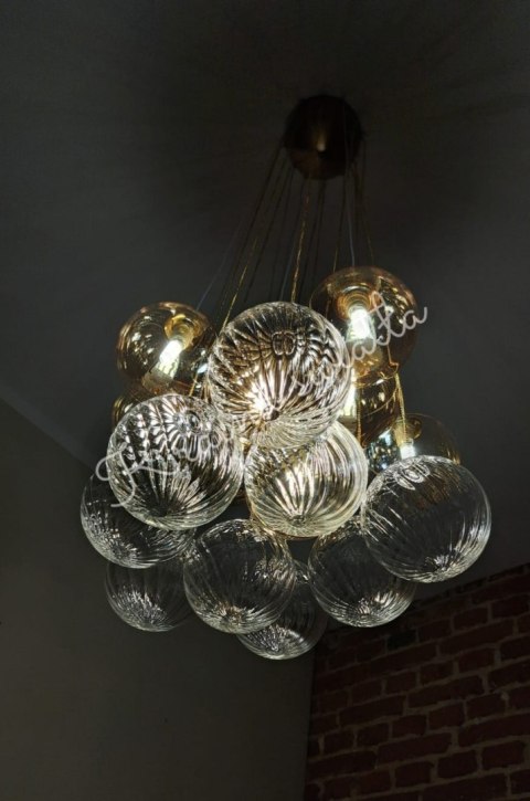 UROCZA LAMPA SZKLANE KULE 19SZTUK POKÓJ DZIECKA ZŁOTO RÓŻ