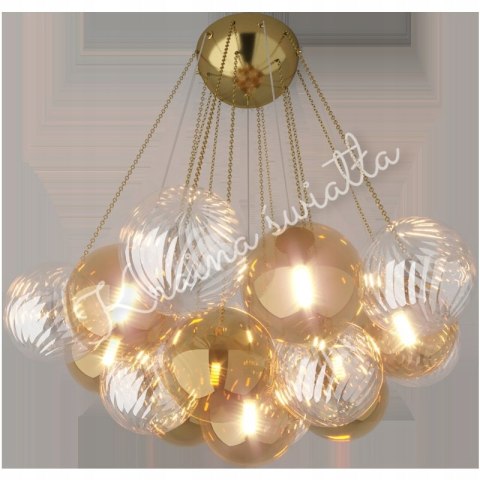 UROCZA LAMPA SZKLANE KULE 19SZTUK POKÓJ DZIECKA ZŁOTO RÓŻ