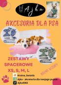 Zestaw spacerowy dla psa obroża smycz szelki apaszka muszka roz.L 6 el.