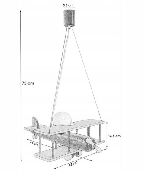 Lampa wisząca Samolot duży różowo-biały