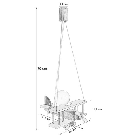 Lampa wisząca Samolot mały błękitno-biały