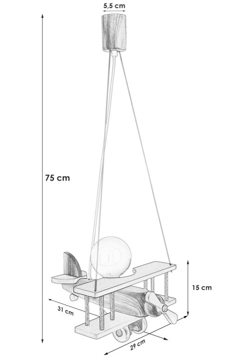 Lampa wisząca Samolot mały różowo-biały