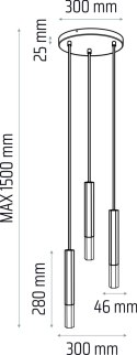Lampa wisząca Madera2 Hexa 3 pł (plafon) klosz czarny