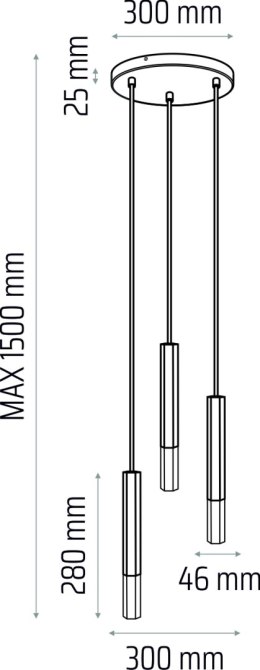 Lampa wisząca Madera2 Hexa 3 pł (plafon) klosz czarny