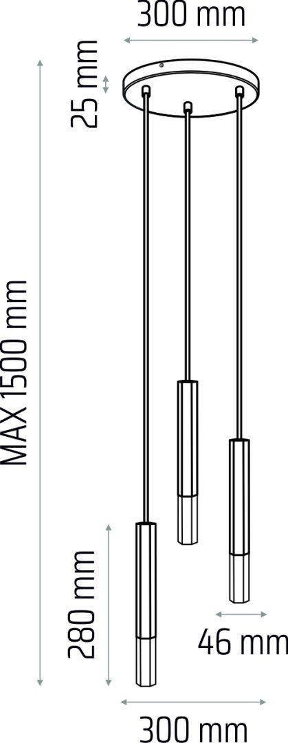 Lampa wisząca Madera2 Hexa 3 pł (plafon) klosz czarny