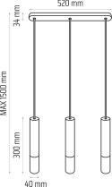 Lampa wisząca Madera2 klosz 3 pł czarny