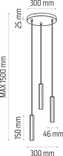 Madera Hexa zwis 3 pł (plafon) biały