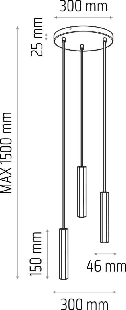 Madera Hexa zwis 3 pł (plafon) biały